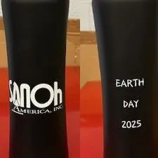 Customer photo from Sheila of our Hampton Soft Touch Bottle - 25 oz., a black and silver water bottle