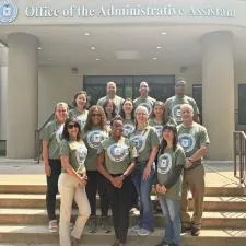 Customer photo from Gayla of our Hanes 50/50 ComfortBlend T-Shirt - Full Color, a group of people posing for a photo