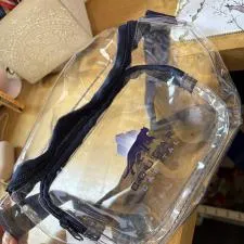 Customer photo from Sarah of our Clear Waist Pack - Full Color, a clear bag with a logo on it