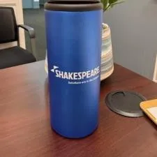Customer photo from Rhonda of our Sip & Flip Aluminum Bottle - 24 oz. - 24 hr, a blue water bottle on a table