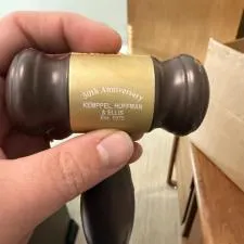 Customer photo from Becki of our Gavel Stress Reliever, a hand holding a hammer