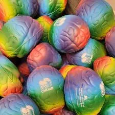 Customer photo from Boa of our Rainbow Brain Stress Reliever, a pile of colorful brain toys